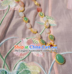 Chinese Handmade Hanfu Jade Necklace Traditional Ancient Princess Necklet Jewelry Accessories for Women