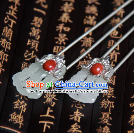 Chinese Handmade Hanfu Jade Hair Clip Hairpins Traditional Ancient Princess Hair Accessories for Women