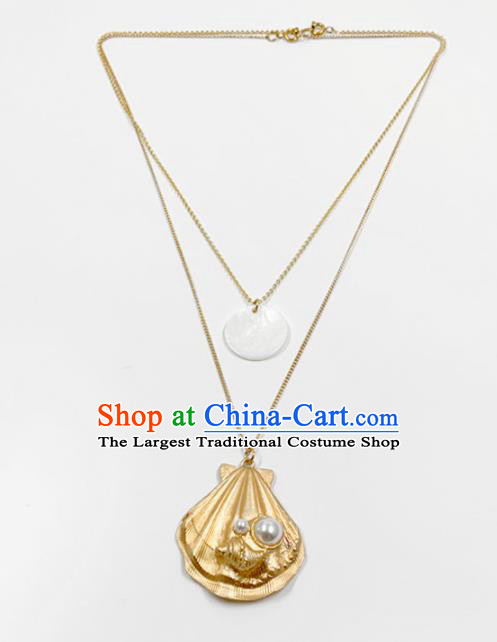 Handmade Stage Show Golden Conch Necklace Accessories Brazilian Carnival Catwalks Necklet Headdress for Women