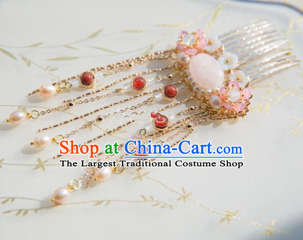 Chinese Handmade Hanfu Pearls Tassel Hair Comb Hairpins Traditional Ancient Princess Hair Accessories for Women