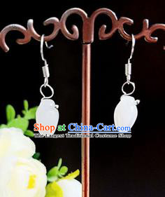 Handmade Chinese Classical Jade Ear Accessories Ancient Princess Hanfu Earrings for Women