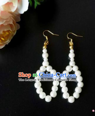 Handmade Chinese Classical Pearls Ear Accessories Ancient Princess Hanfu Earrings for Women