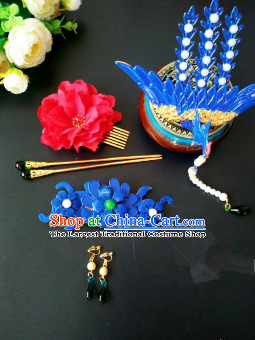 Chinese Handmade Hanfu Palace Phoenix Tassel Hairpins Traditional Ancient Princess Hair Accessories for Women