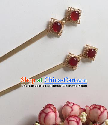 Chinese Handmade Tang Dynasty Hanfu Agate Hairpins Traditional Ancient Imperial Consort Hair Accessories for Women