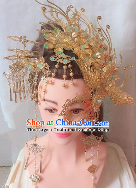 Traditional Chinese Handmade Phoenix Coronet Tang Dynasty Hanfu Hairpins Ancient Imperial Consort Hair Accessories for Women