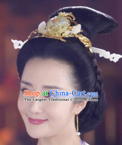 Handmade Chinese Traditional Hanfu Jade Hair Comb Hairpins Ancient Tang Dynasty Queen Hair Accessories for Women