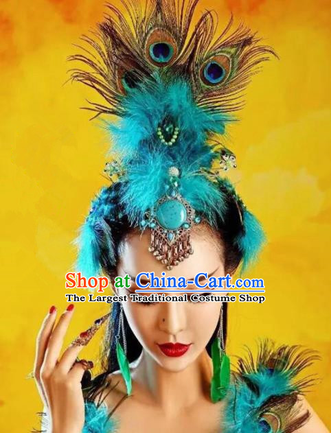 Handmade Chinese Traditional Hanfu Feather Hair Crown Hairpins Ancient Tang Dynasty Queen Hair Accessories for Women