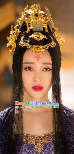 Handmade Chinese Traditional Hanfu Hairpins Jade Phoenix Coronet Ancient Tang Dynasty Queen Hair Accessories for Women