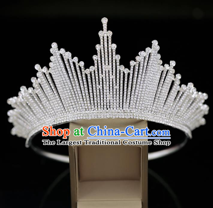 Top Grade Handmade Crystal Royal Crown Baroque Princess Wedding Hair Accessories for Women