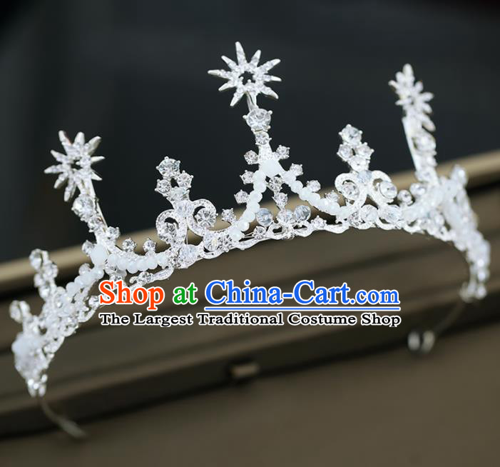 Top Grade Handmade Baroque Princess Beads Royal Crown Wedding Bride Hair Accessories for Women