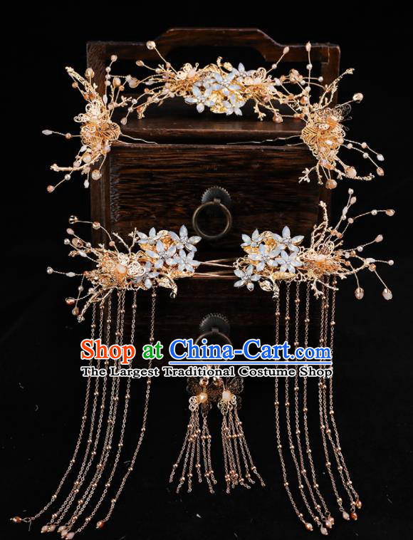 Handmade Chinese Wedding Hairpins Opal Hair Crown Ancient Traditional Hanfu Hair Accessories for Women