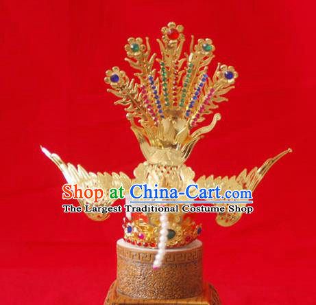 Handmade Chinese Queen Golden Phoenix Coronet Hairpins Ancient Traditional Hanfu Hair Accessories for Women