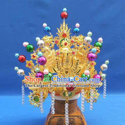 Handmade Chinese Ancient Goddess Queen Golden Phoenix Coronet Hairpins Traditional Hanfu Hair Accessories for Women