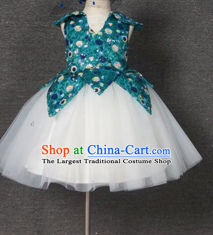 Top Grade Modern Fancywork Court Princess Short Veil Dress Catwalks Compere Stage Show Dance Costume for Kids