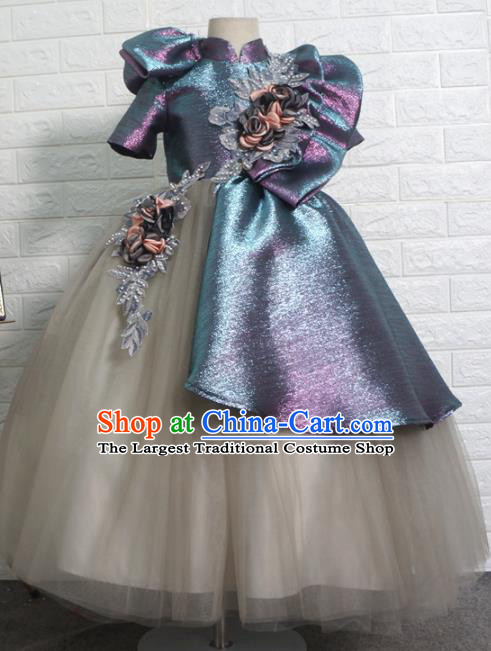 Top Grade Stage Show Dance Costume Catwalks Court Princess Long Bubble Full Dress for Kids