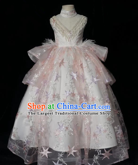 Top Grade Stage Show Dance Compere Full Dress Catwalks Court Princess Costume for Kids