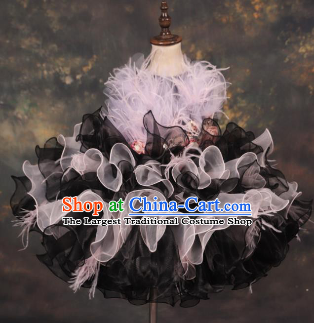 Professional Catwalks Stage Show Dance Bubble Dress Modern Fancywork Compere Court Princess Costume for Kids