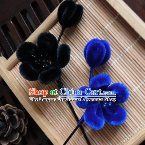 Chinese Handmade Velvet Plum Blossom Hairpins Ancient Palace Hair Accessories Headwear for Women