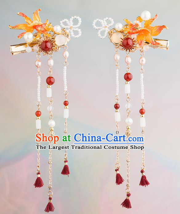 Chinese Handmade Palace Goldfish Hair Claws Ancient Princess Hair Accessories Headwear for Women