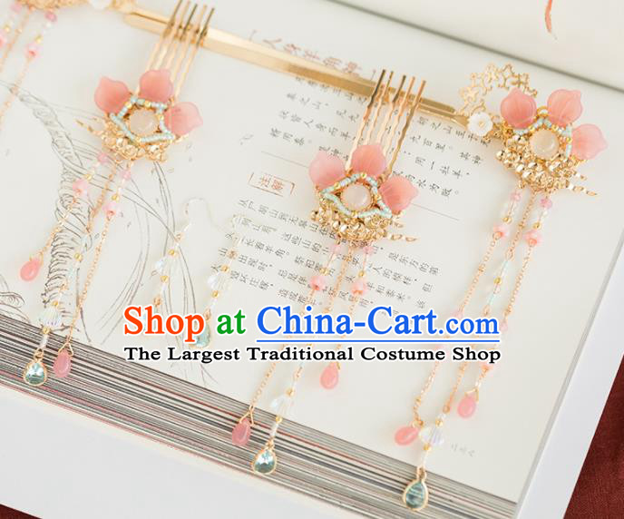 Chinese Handmade Hair Combs Tassel Hairpins Ancient Princess Hair Accessories Headwear for Women