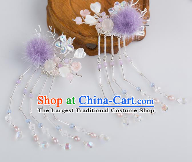 Chinese Handmade Pearls Tassel Hair Claws Hairpins Ancient Princess Hair Accessories Headwear for Women