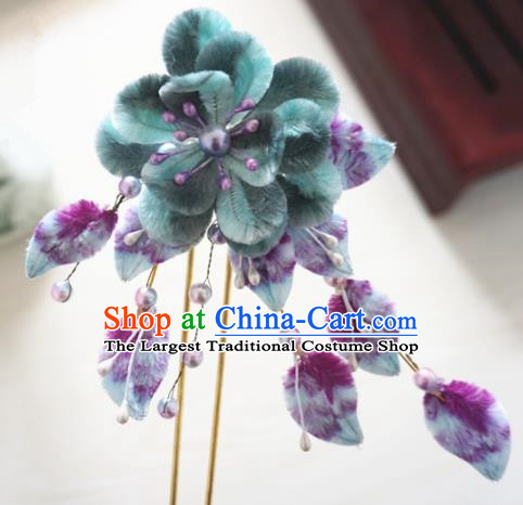 Chinese Handmade Palace Velvet Hairpins Ancient Queen Hair Accessories Headwear for Women