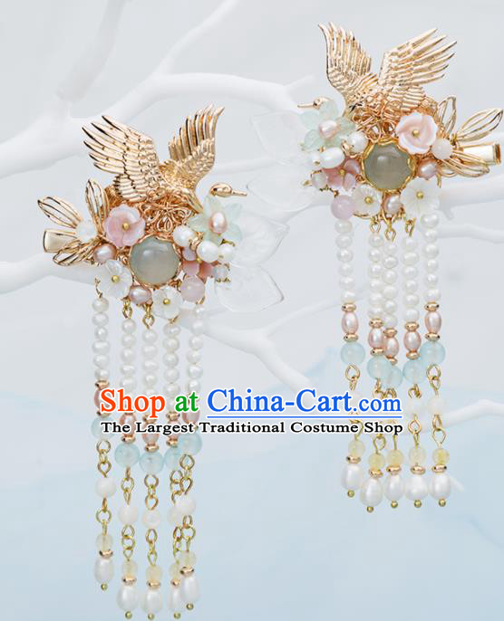 Chinese Handmade Hanfu Crane Hair Claws Hairpins Ancient Princess Hair Accessories Headwear for Women