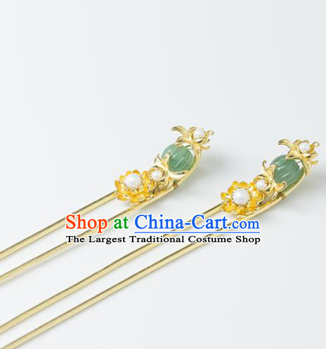 Chinese Handmade Hanfu Golden Hairpins Ancient Princess Hair Accessories Headwear for Women