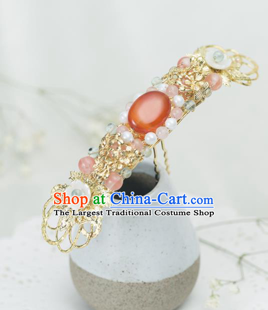 Chinese Handmade Hanfu Agate Hairpins Ancient Princess Hair Accessories Headwear for Women