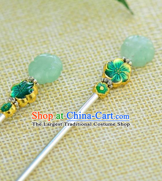 Chinese Handmade Hanfu Jade Cloisonne Hairpins Ancient Princess Hair Accessories Headwear for Women