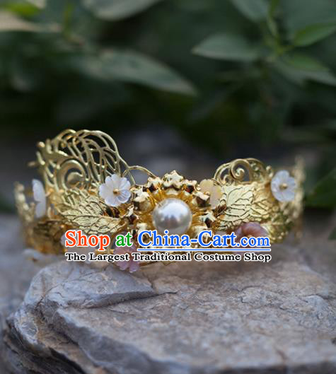 Chinese Handmade Hanfu Golden Hair Crown Hairpins Ancient Princess Hair Accessories Headwear for Women