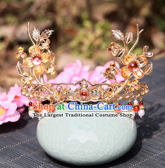 Chinese Handmade Hanfu Golden Flowers Hairpins Ancient Princess Hair Accessories Headwear for Women