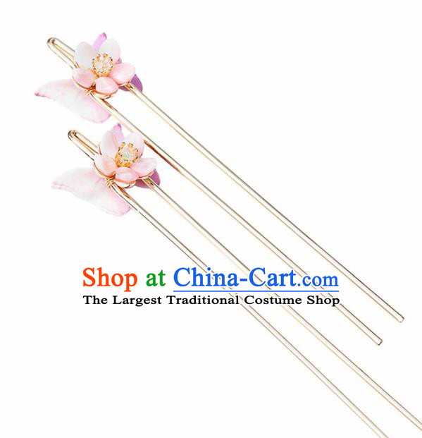 Chinese Handmade Hanfu Pink Butterfly Hairpins Ancient Princess Hair Accessories Headwear for Women