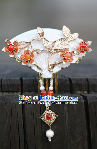 Chinese Handmade Hanfu Shell Hair Comb Hairpins Ancient Palace Princess Hair Accessories Headwear for Women