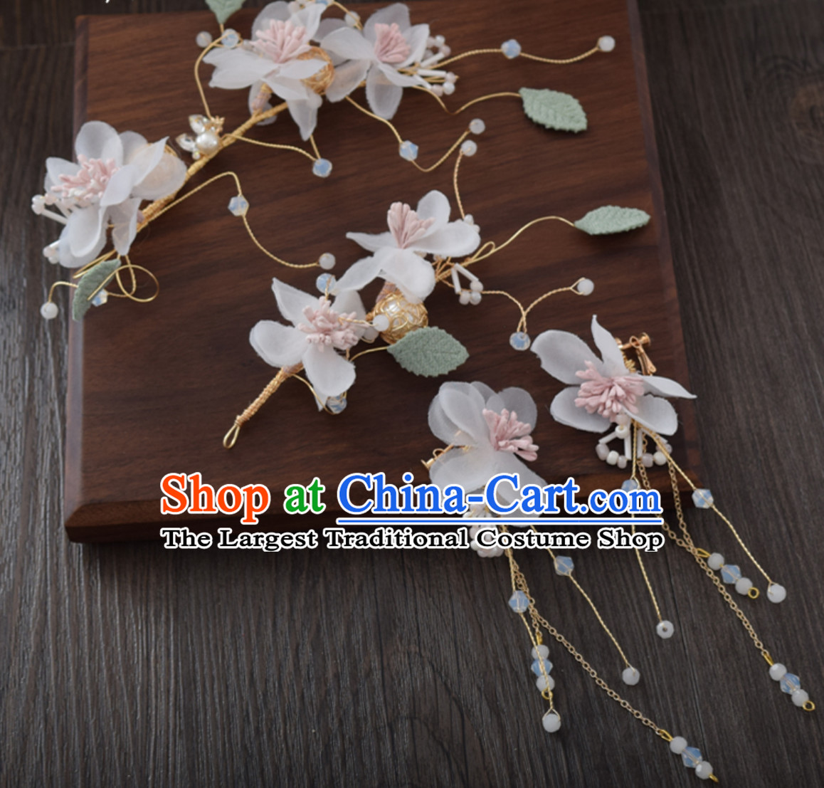 Clasical Handmade Flower Head Wear Garland Hair Jewelry and Earrings for Women