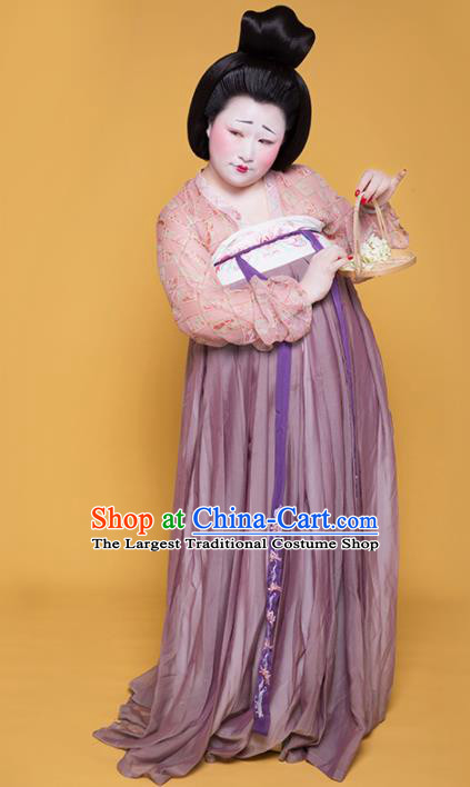 Chinese Traditional Tang Dynasty Large Size Historical Costume Ancient Court Lady Hanfu Dress for Women