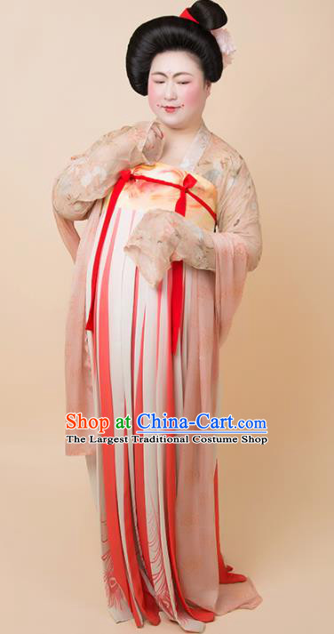 Chinese Traditional Tang Dynasty Court Large Size Historical Costume Ancient Imperial Consort Hanfu Dress for Women