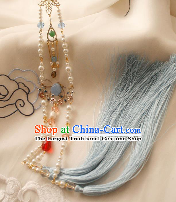 Chinese Handmade Palace Pearls Pendant Accessories Ancient Queen Brooch Headwear for Women