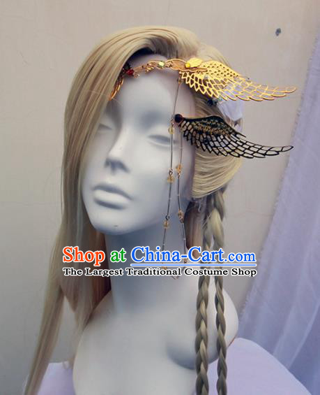 Chinese Traditional Cosplay Knight Prince Wig Ancient Swordsman Wig Sheath for Men