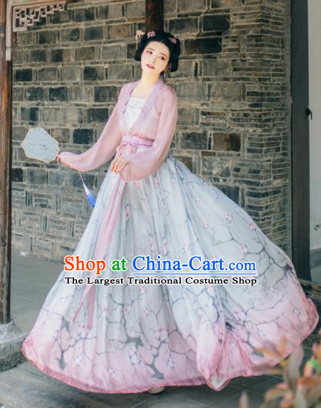 Chinese Ancient Peri Goddess Hanfu Dress Traditional Tang Dynasty Nobility Lady Costume for Women