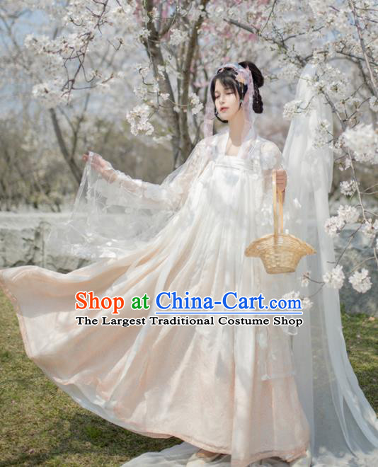 Chinese Ancient Myth Moon Peri Goddess Hanfu Dress Traditional Tang Dynasty Princess Costume for Women