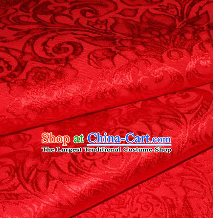 Chinese Traditional Cheongsam Fabric Classical Pattern Red Brocade Satin Material Silk Fabric