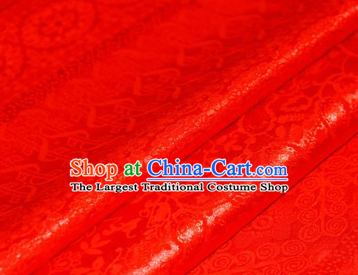 Chinese Traditional Hanfu Royal Wealth Pattern Red Brocade Material Cheongsam Classical Fabric Satin Silk Fabric