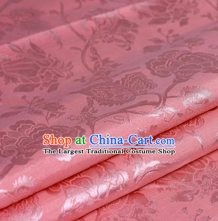 Chinese Traditional Carnation Pattern Hanfu Pink Brocade Material Cheongsam Classical Fabric Satin Silk Fabric