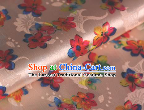Chinese Traditional Fabric Classical Cherry Blossom Pattern Design Pink Brocade Cheongsam Satin Material Silk Fabric