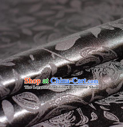 Chinese Traditional Flowers Pattern Black Brocade Material Hanfu Cheongsam Classical Fabric Satin Silk Fabric