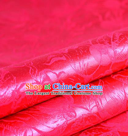 Chinese Traditional Cheongsam Pattern Rosy Brocade Material Hanfu Classical Fabric Satin Silk Fabric