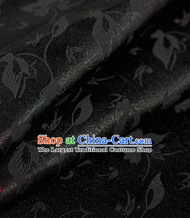 Chinese Traditional Cheongsam Fabric Butterfly Pattern Black Brocade Material Hanfu Classical Satin Silk Fabric