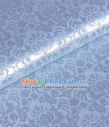 Chinese Traditional Fabric Cheongsam Pattern Blue Brocade Material Hanfu Classical Satin Silk Fabric