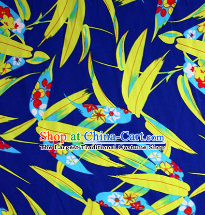 Chinese Traditional Fabric Cheongsam Bamboo Leaf Pattern Royalblue Brocade Material Hanfu Classical Satin Silk Fabric